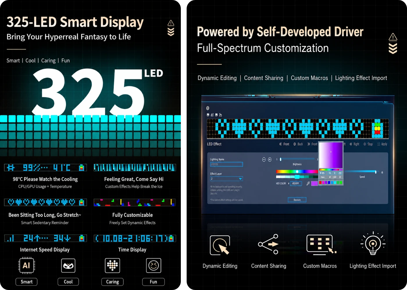 325-LED smart display on the Hatsune Miku mechanical keyboard