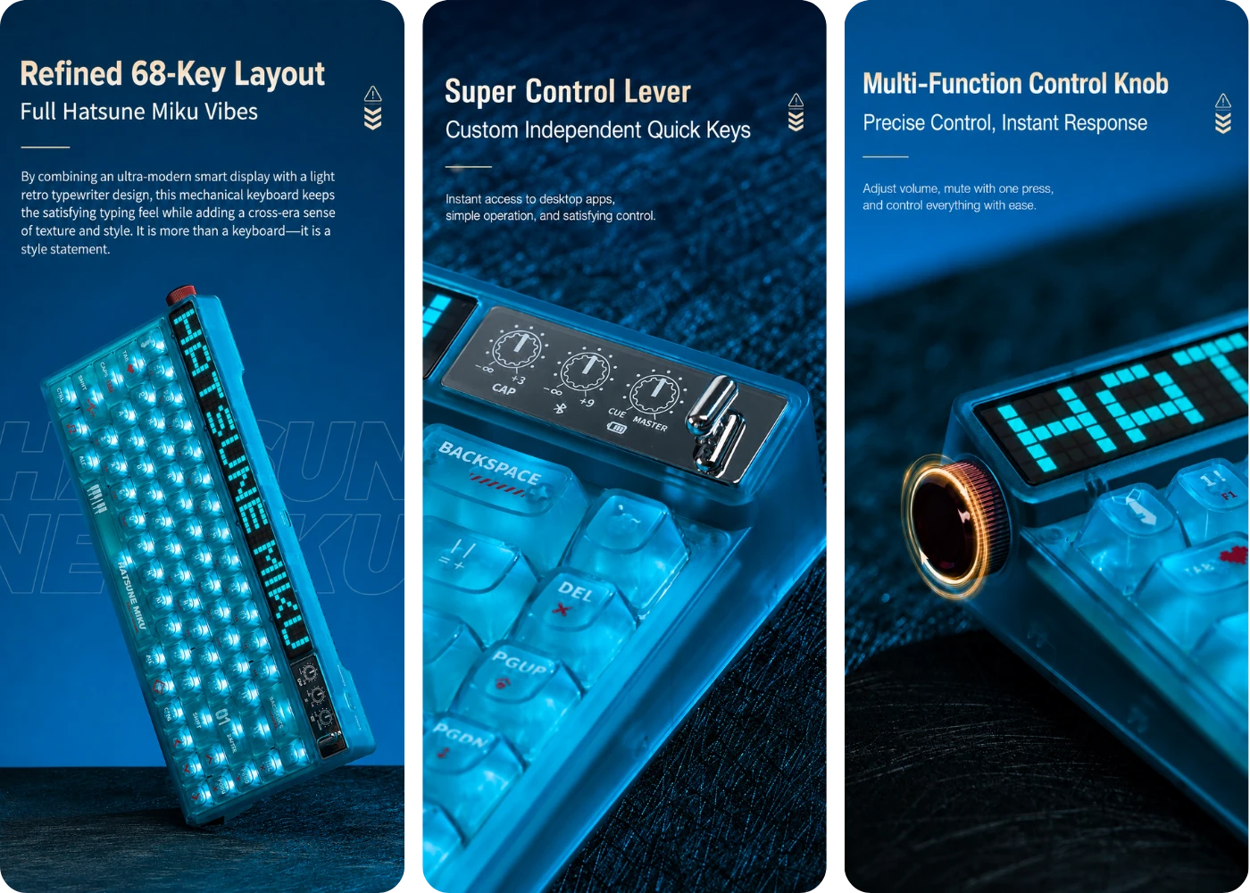 Compact 68-key Hatsune Miku keyboard with multimedia controls
