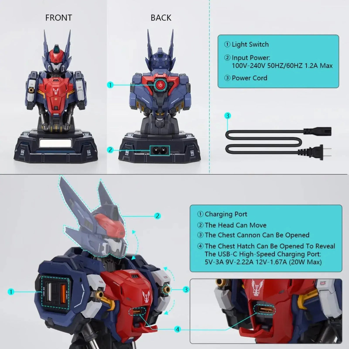 MCT-AP02 Wuchenghou dimensions, cable and accessories