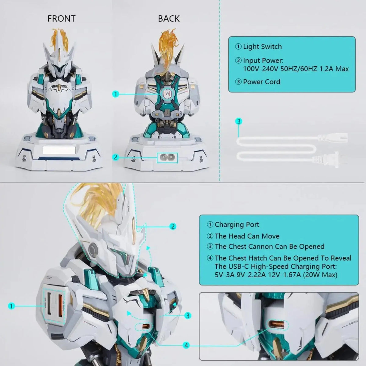 MOSHOWTOYS MCT-E02 Lancelot of the Lake Mecha Estação de Carregamento 32W – imagem do produto 8