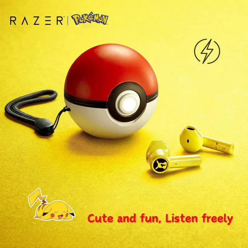 Razer Pokémon Pikachu Poké Ball wireless earbuds in yellow