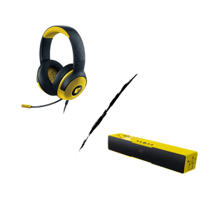 Pikachu Ultimate Audio Kit with Razer headset and desktop soundbar