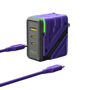PISEN x Evangelion 65W GaN mecha charger in EVA-01 purple