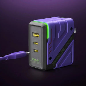 Purple EVA-01 PISEN 65W three-port GaN charger