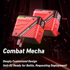Red EVA-02 combat mecha inspired PISEN fast charger