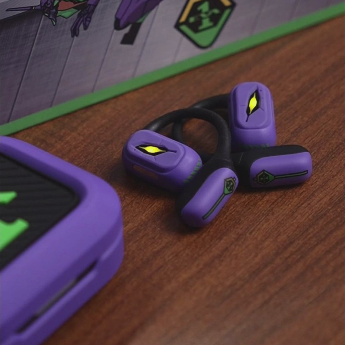 STUMPE x Evangelion EVA-01 Earhook Sports Earphones product demonstration video