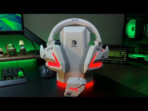STUMPE x Gundam Unicorn RX-0 Armor Headset with Charging Base product demonstration video