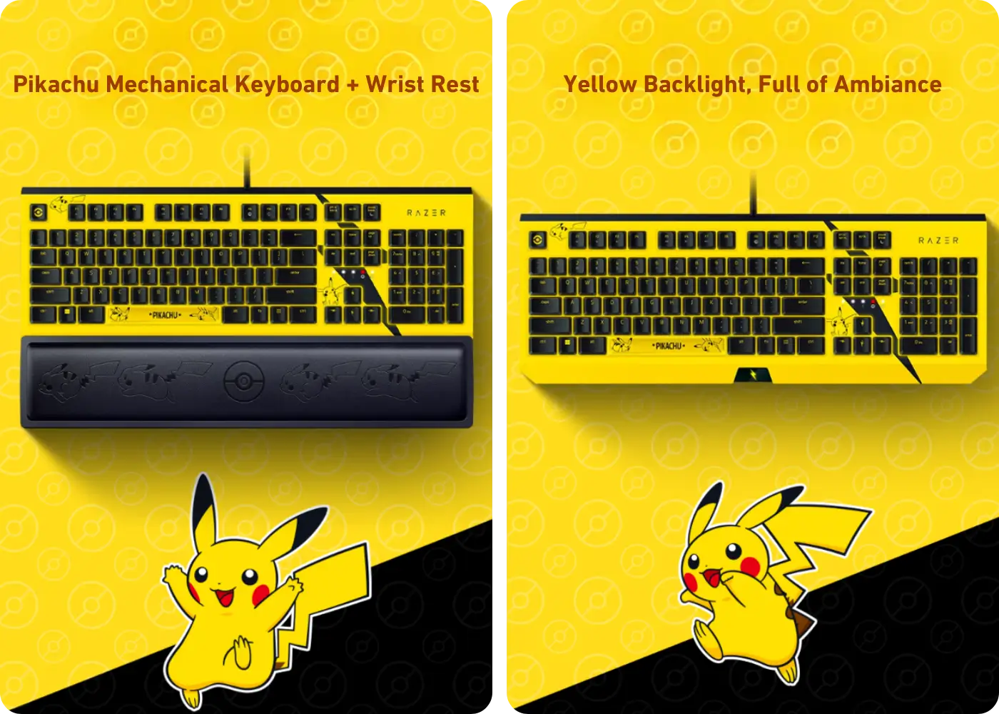 Razer x Pokémon Pikachu 104 Key Gaming Mechanical Keyboard - Transform Your Gaming Experience
