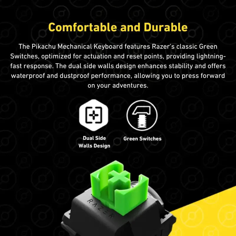 Razer x Pokémon Pikachu 104 Key Gaming Mechanical Keyboard product gallery view 6