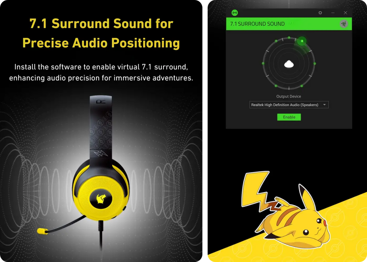 Razer x Pokémon Pikachu Kraken V3 X Gaming Headset - 7.1 Surround Sound