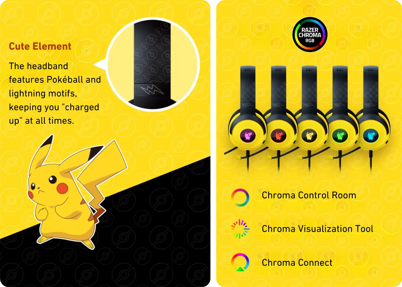 Razer x Pokémon Pikachu Kraken V3 X Gaming Headset - Chroma RGB Lighting and USB-A Connection