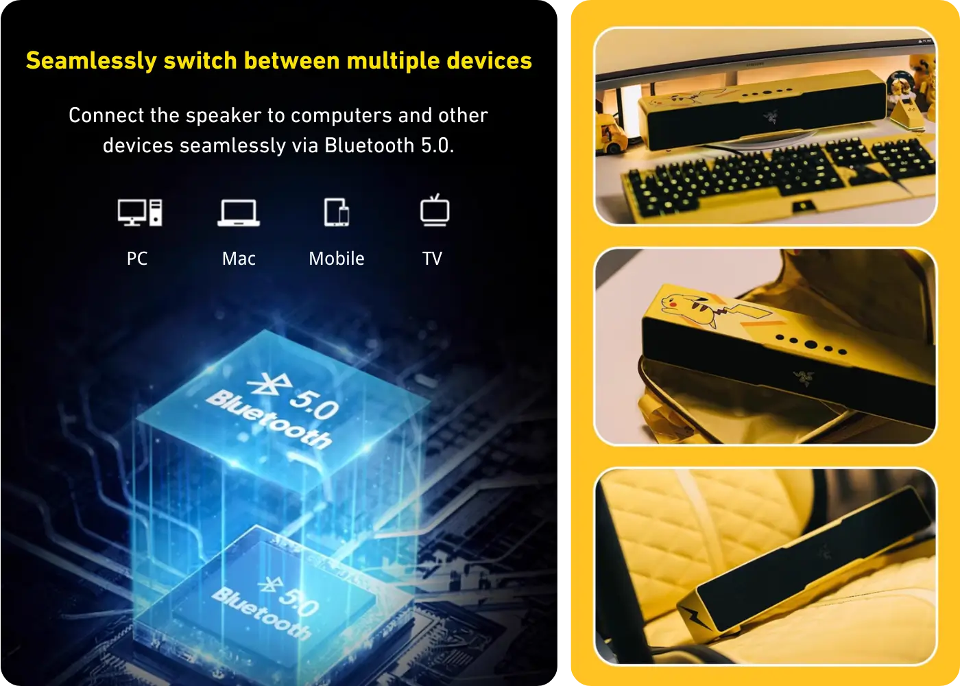 Razer x Pokémon Pikachu Leviathan V2 X-gamingsoundbar – productdetailafbeelding