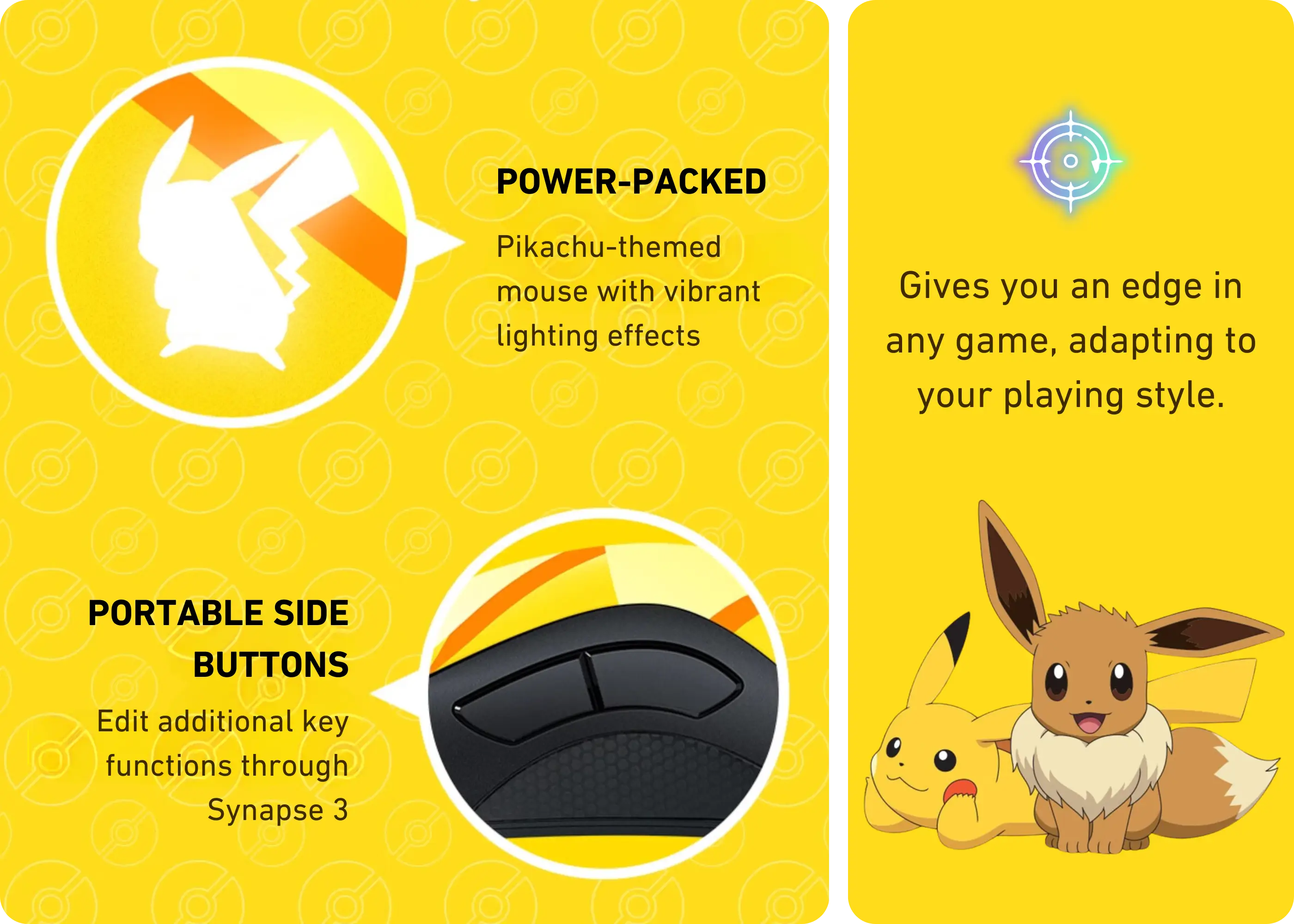 Razer x Pokémon Pikachu Viper Standard Wired Mouse + Mousepad Set - Customizable Side Buttons for Enhanced Gameplay