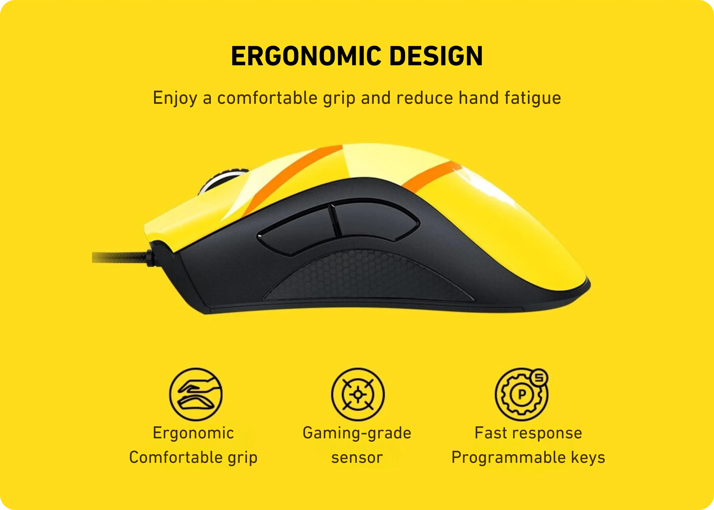 Razer x Pokémon Pikachu Viper Standard Wired Mouse + Mousepad Set - Ergonomic Design for Comfort During Long Gaming Sessions