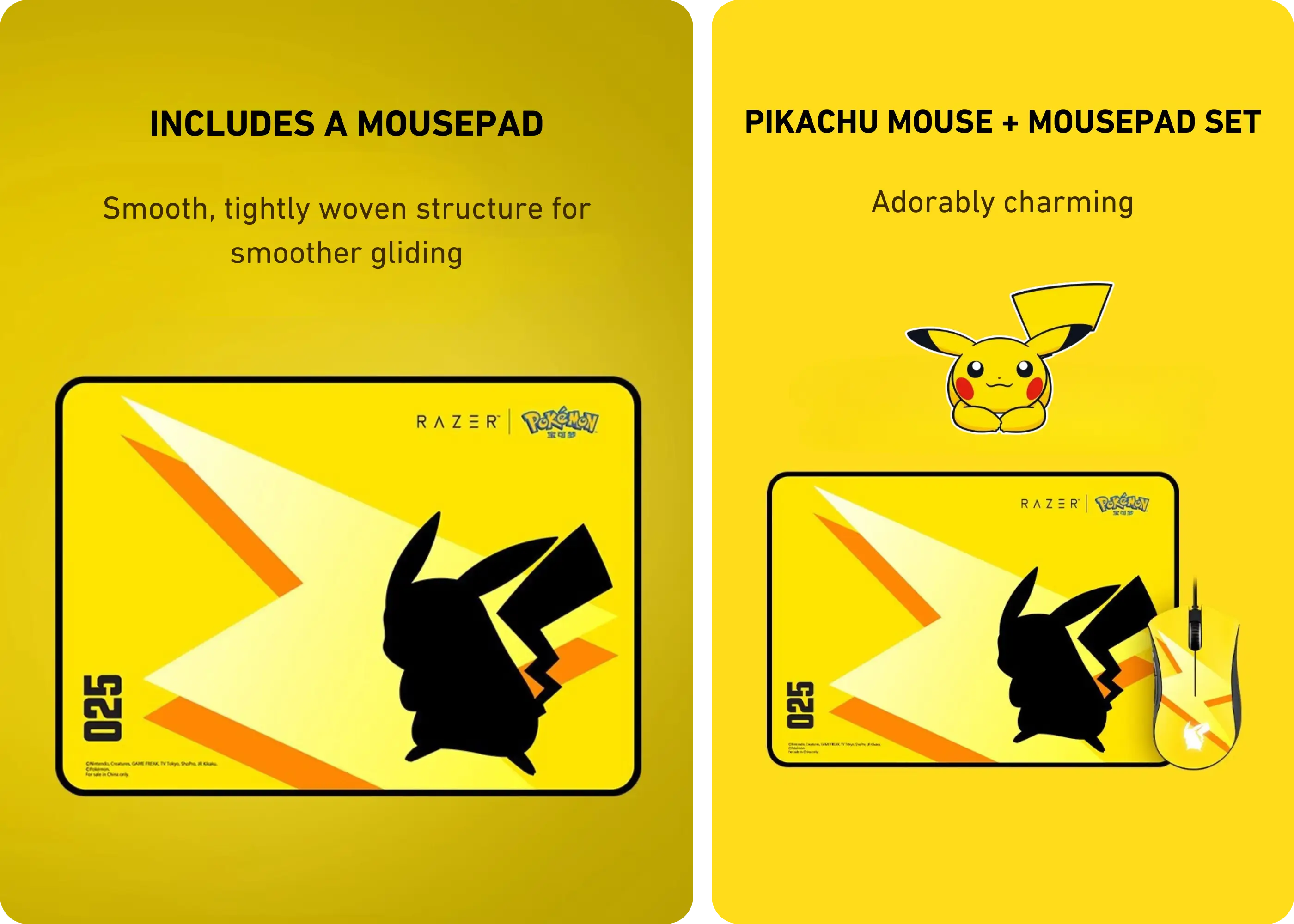 Razer x Pokémon Pikachu Viper Standard Wired Mouse + Mousepad Set - Exclusive Pikachu Mouse Pad Included