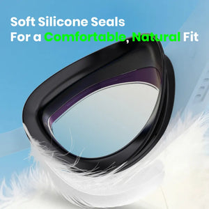 Soft silicone eye seals on the Solla Wave swim goggles