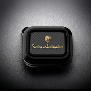 Lamborghini TL65 black charging case with carbon-fiber texture