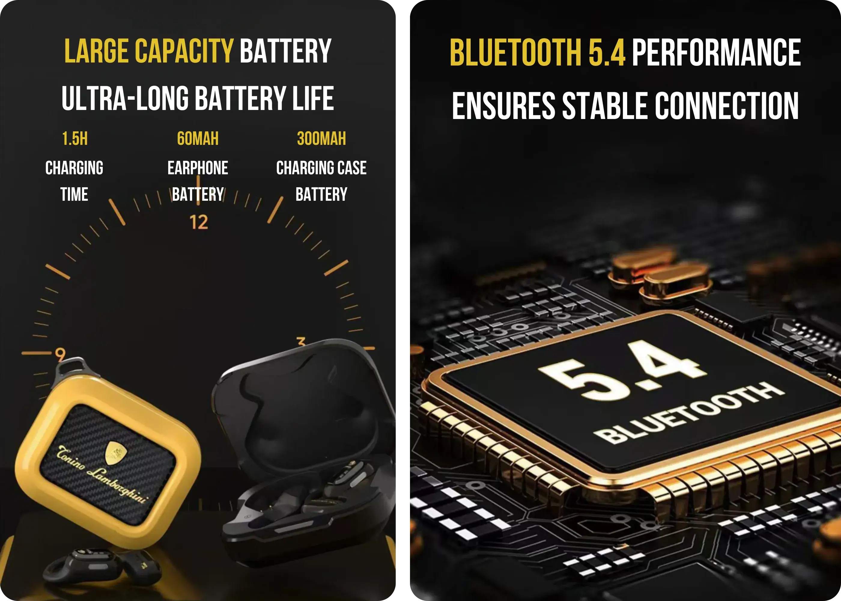 Lamborghini TL65 earphones with long battery life and Bluetooth 5.4 connection