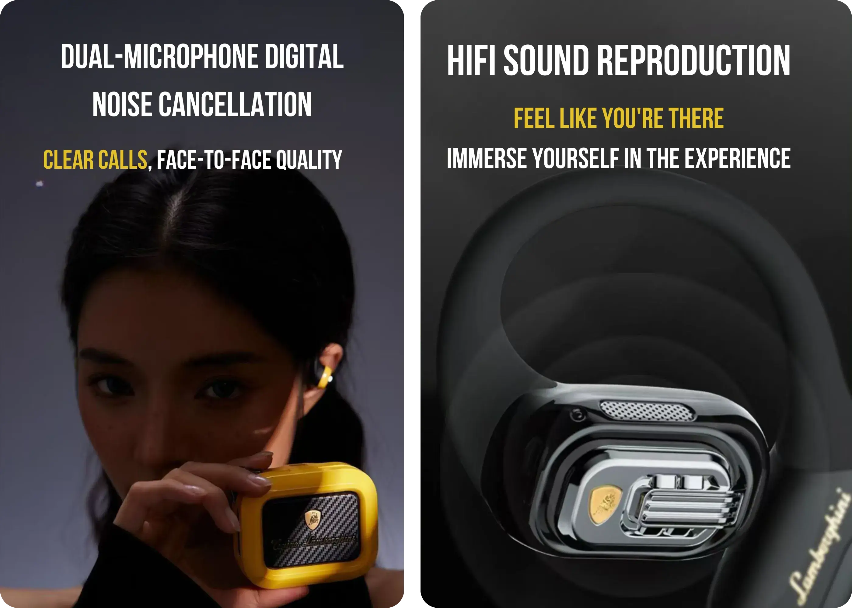 Lamborghini TL65 earphones with dual-microphone digital noise cancellation