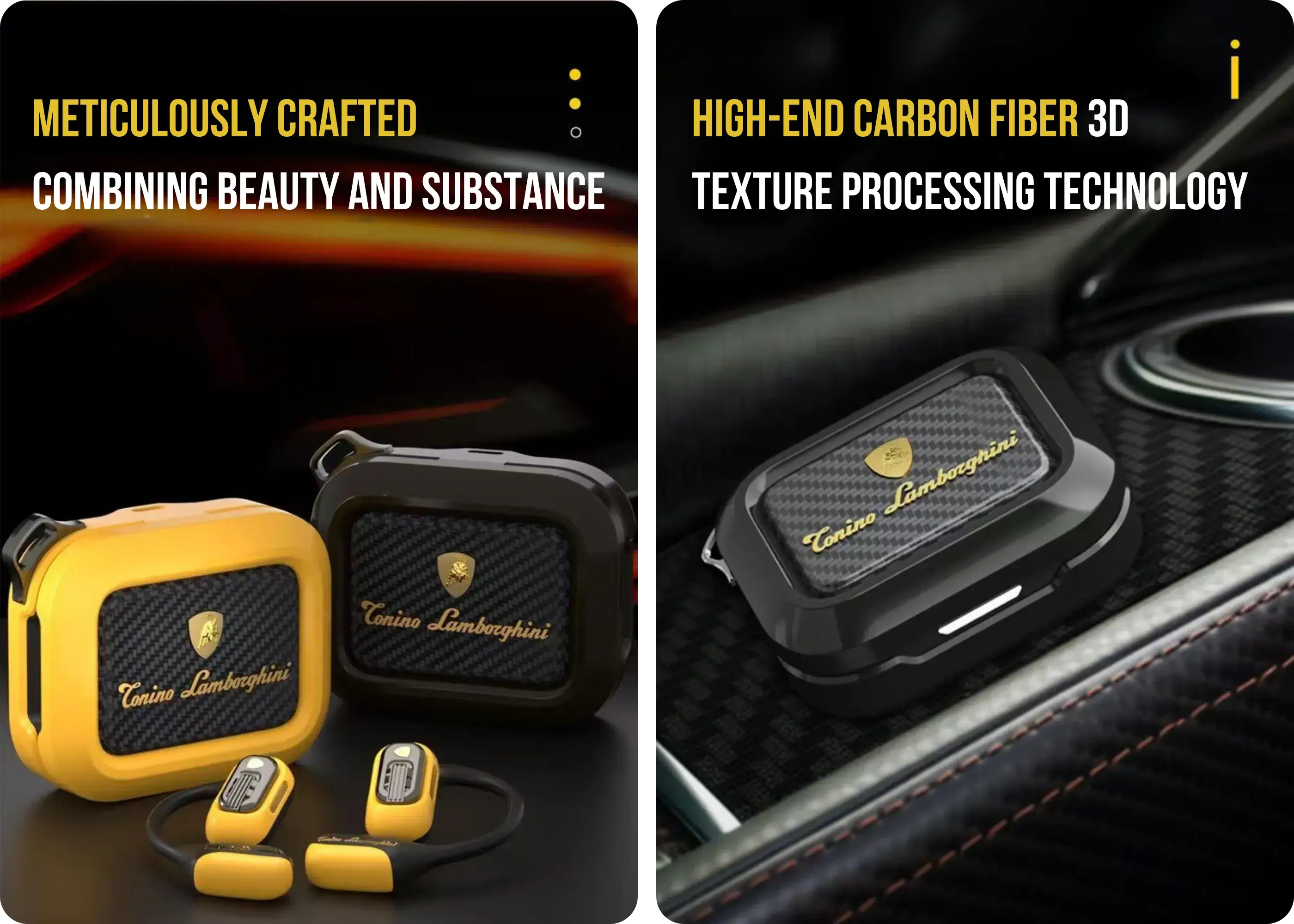 Lamborghini TL65 open-ear earphones with premium automotive-inspired design