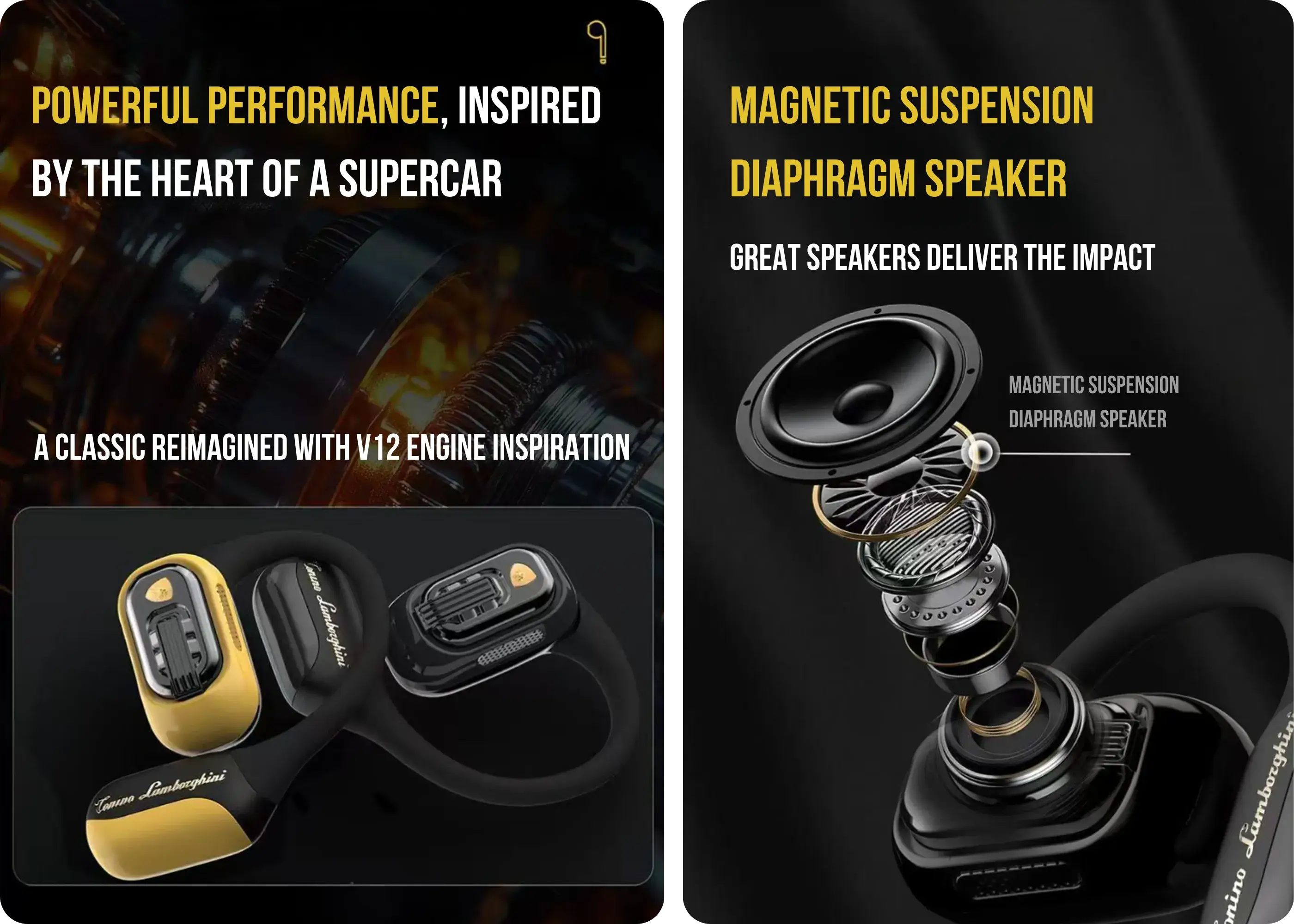 Lamborghini TL65 earphones with titanium driver, diaphragm speaker and detailed audio