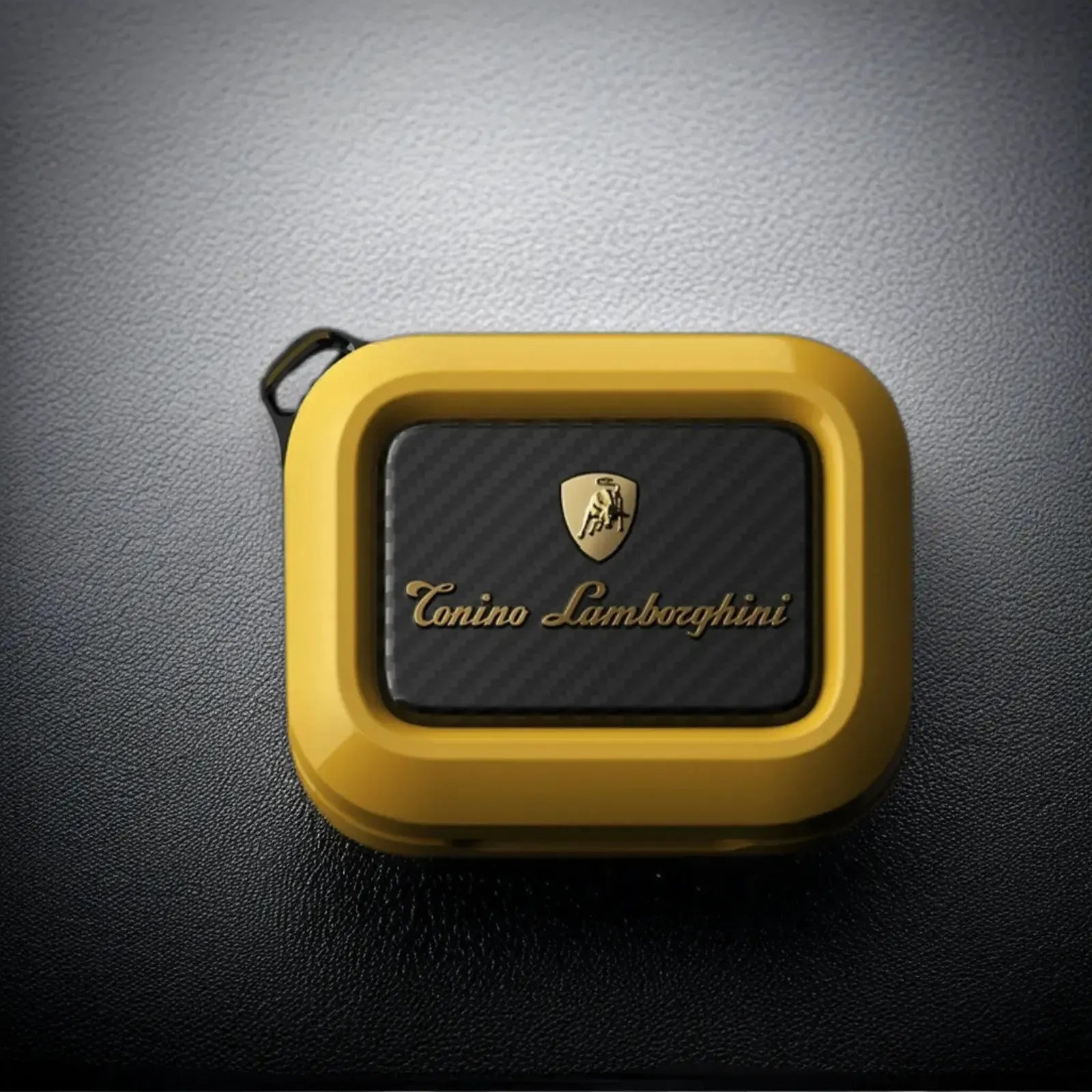 Lamborghini TL65 yellow charging case with carbon-fiber texture