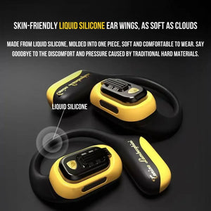 Lamborghini TL65 yellow earphones with skin-friendly liquid silicone ear hooks