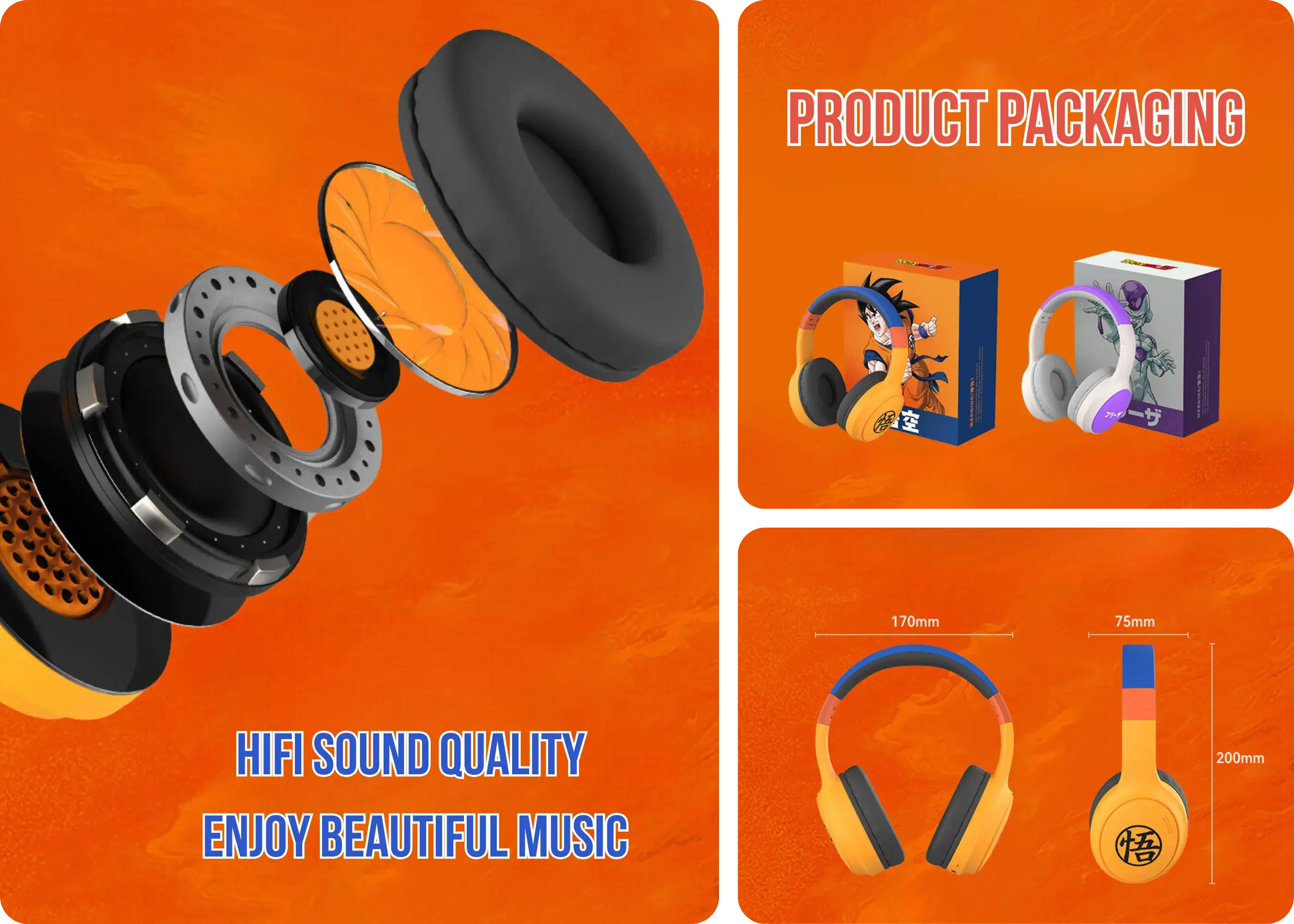STUMPE x Dragon Ball Z T02 Aktive Geräuschreduzierung Over-Ear-Kopfhörer – Produktdetailbild