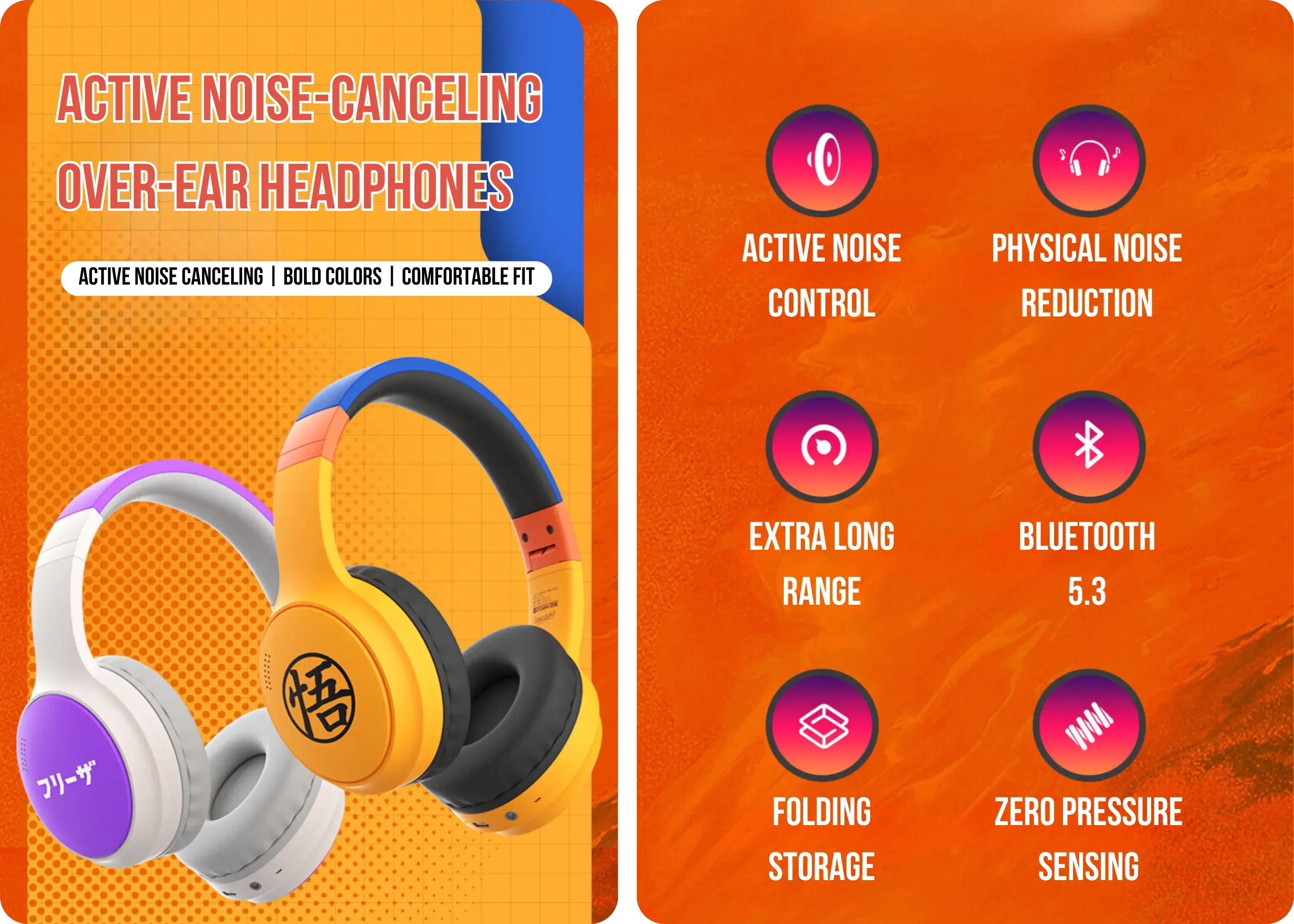 STUMPE x Dragon Ball Z T02 Aktive Geräuschreduzierung Over-Ear-Kopfhörer – Produktdetailbild