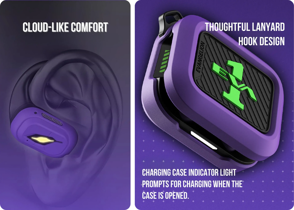 STUMPE x Evangelion EVA-01 Earhook Sports Earphones - Comfort that Lasts All Day