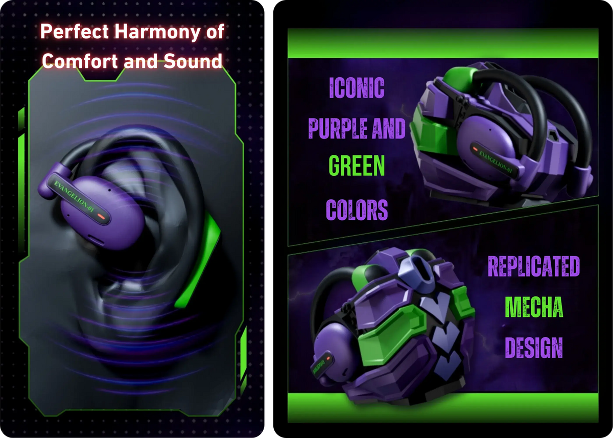 STUMPE x Evangelion EVA-01 Open Ear ANC Earphones - Ultra-Light Design Inspired by EVA-01