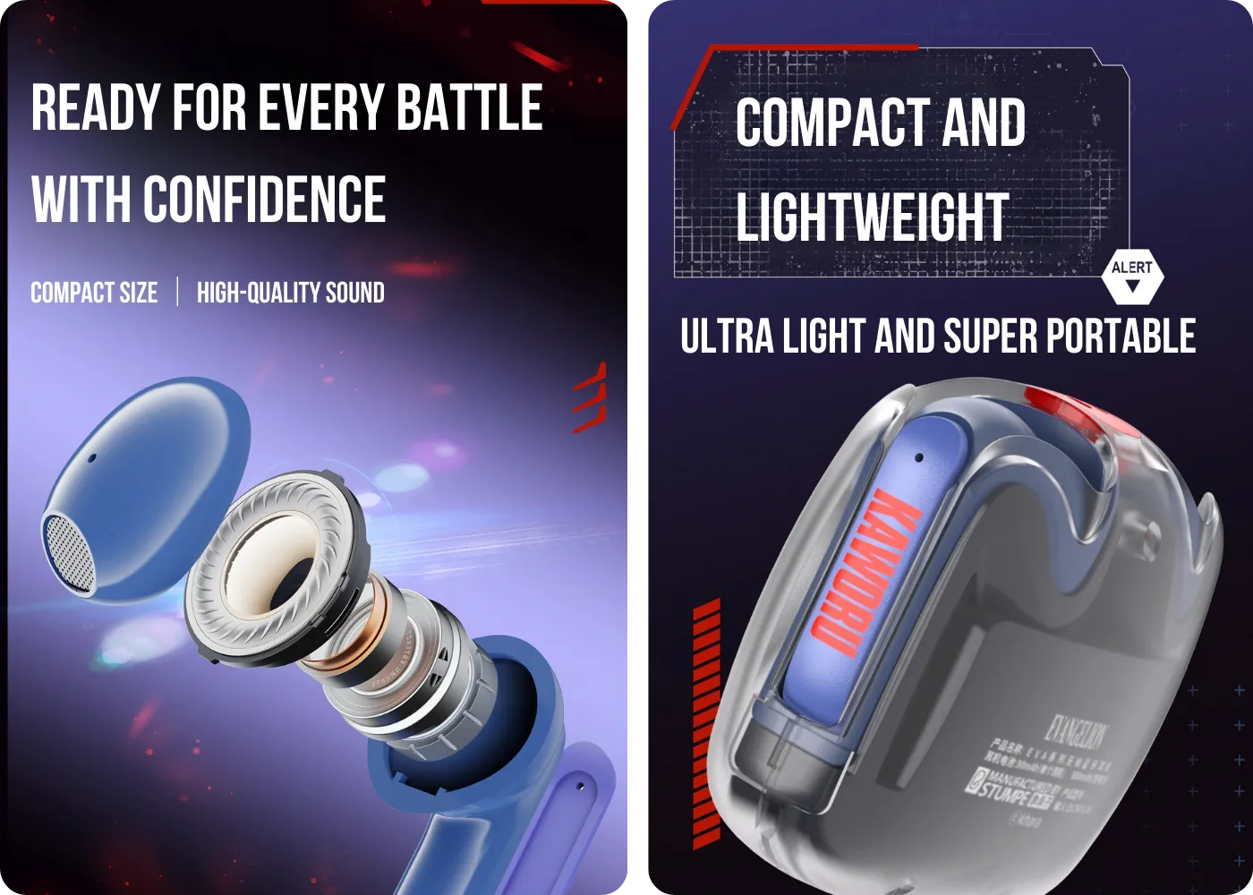 Noise canceling structure and compact lightweight design of the Kaworu earbuds