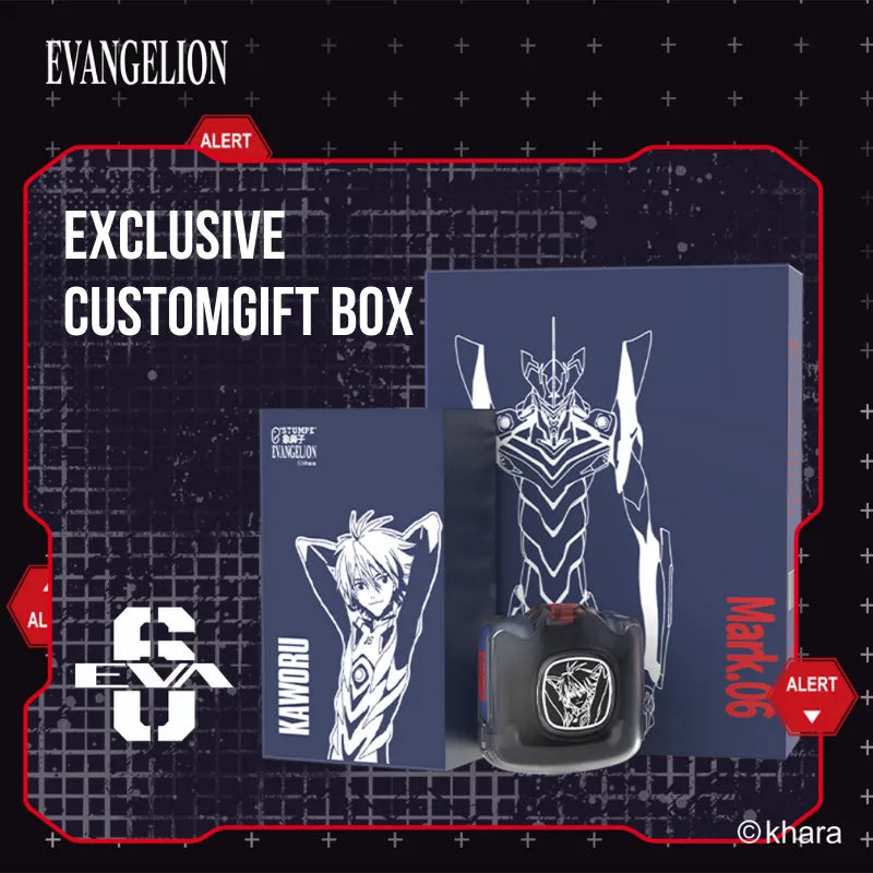 صندوق هدايا حصري لسماعات STUMPE x Evangelion Mark.06 اللاسلكية بتصميم كاورو وEVA
