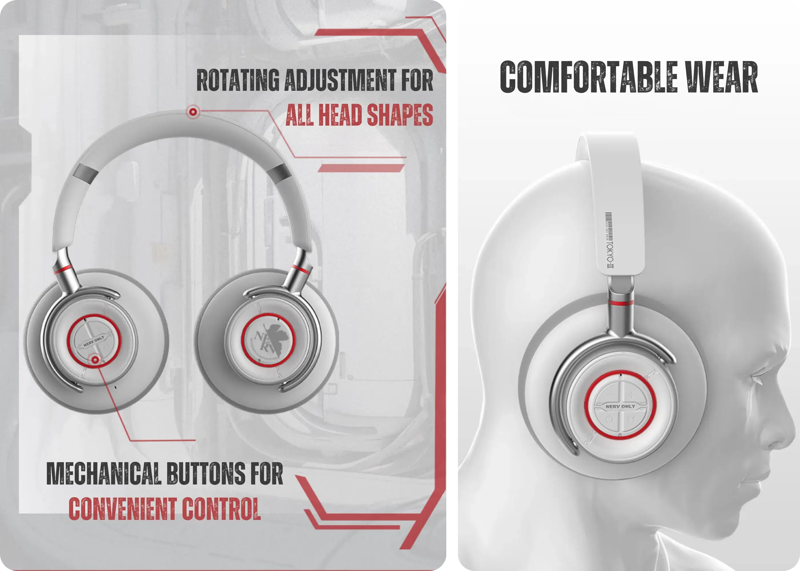 STUMPE x Evangelion Active Noise Reduction Over-Ear Headphones — Enjoy All-Day Comfort with a Lightweight Design