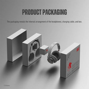 Evangelion over-ear headphones and NERV themed packaging