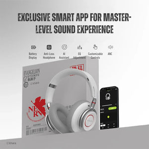 Evangelion over-ear headphones with mobile app sound controls