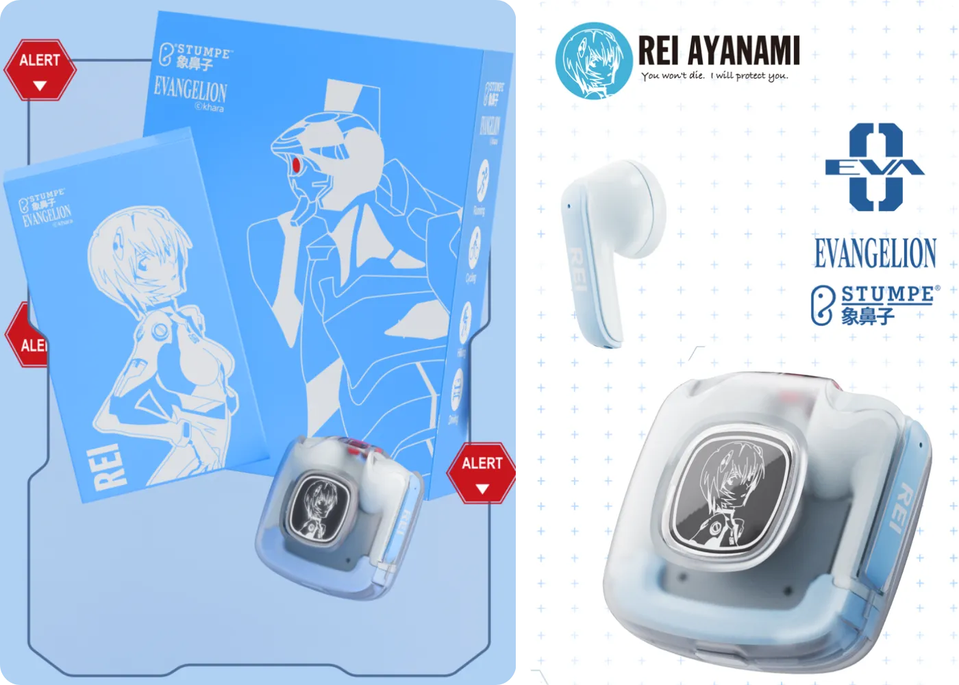 Rei Ayanami Evangelion wireless earbuds with exclusive character gift packaging