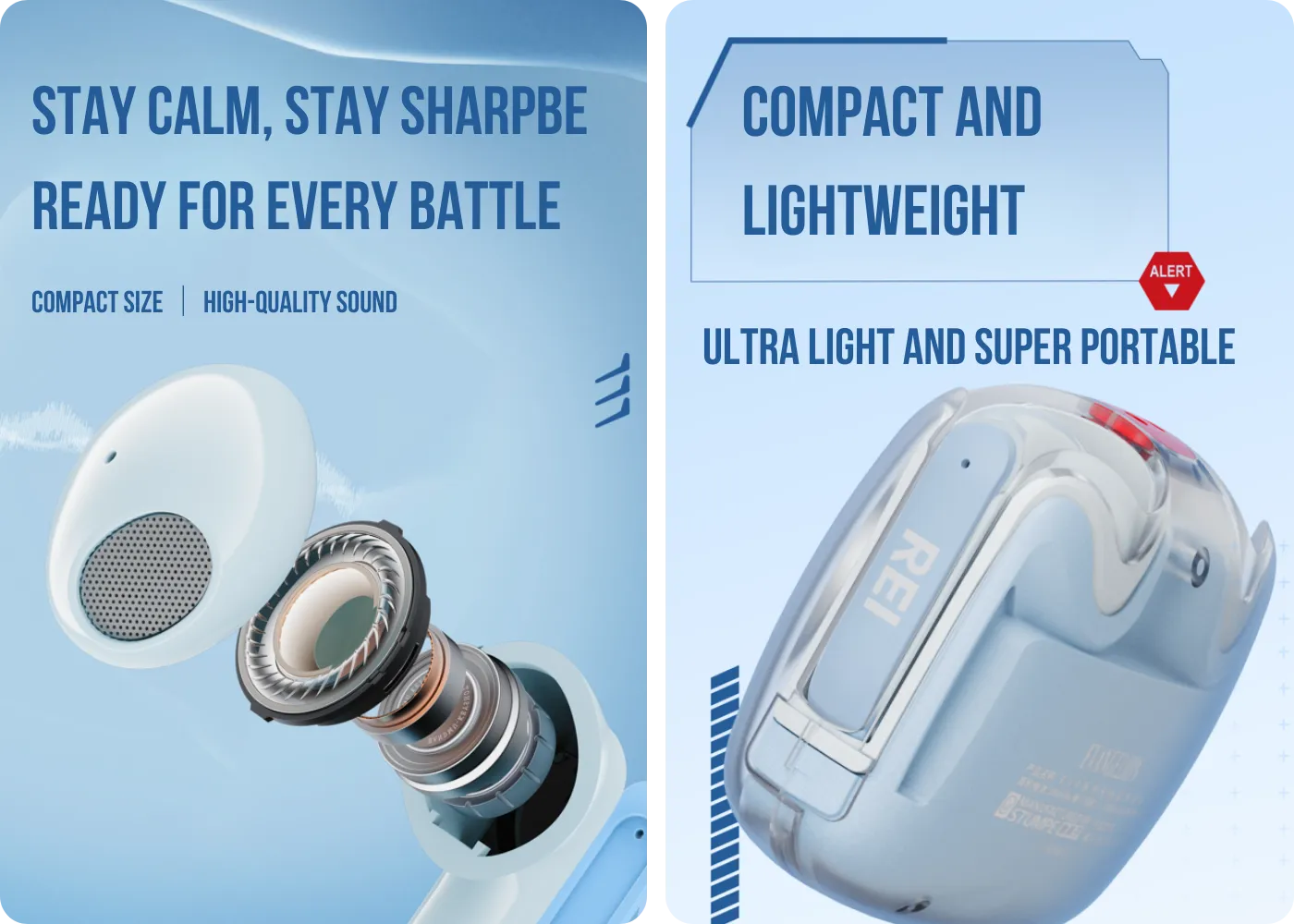 Noise canceling structure and compact lightweight design of the Rei Ayanami earbuds