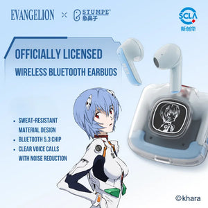 Official Evangelion Rei Ayanami wireless earbuds with character display charging case