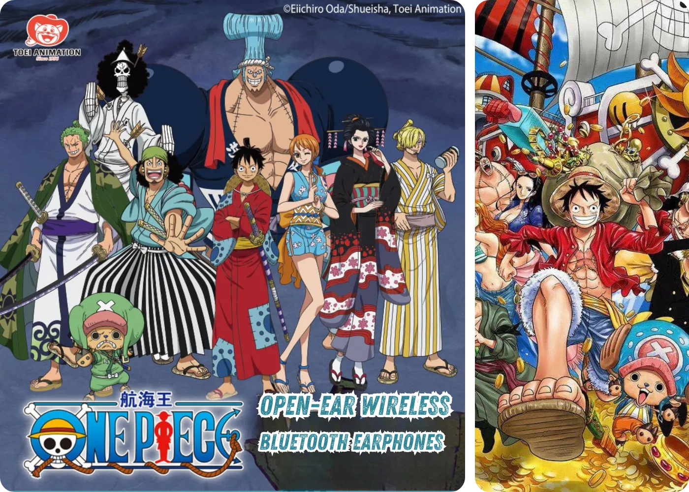 Brook World Tour earphones featuring official One Piece artwork