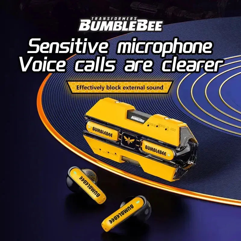 Transformers Bumblebee earphones with sensitive microphones for clearer voice calls