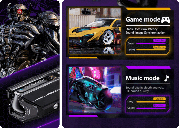Transformers licensed gaming headsets with three connection modes, long battery life and character designs