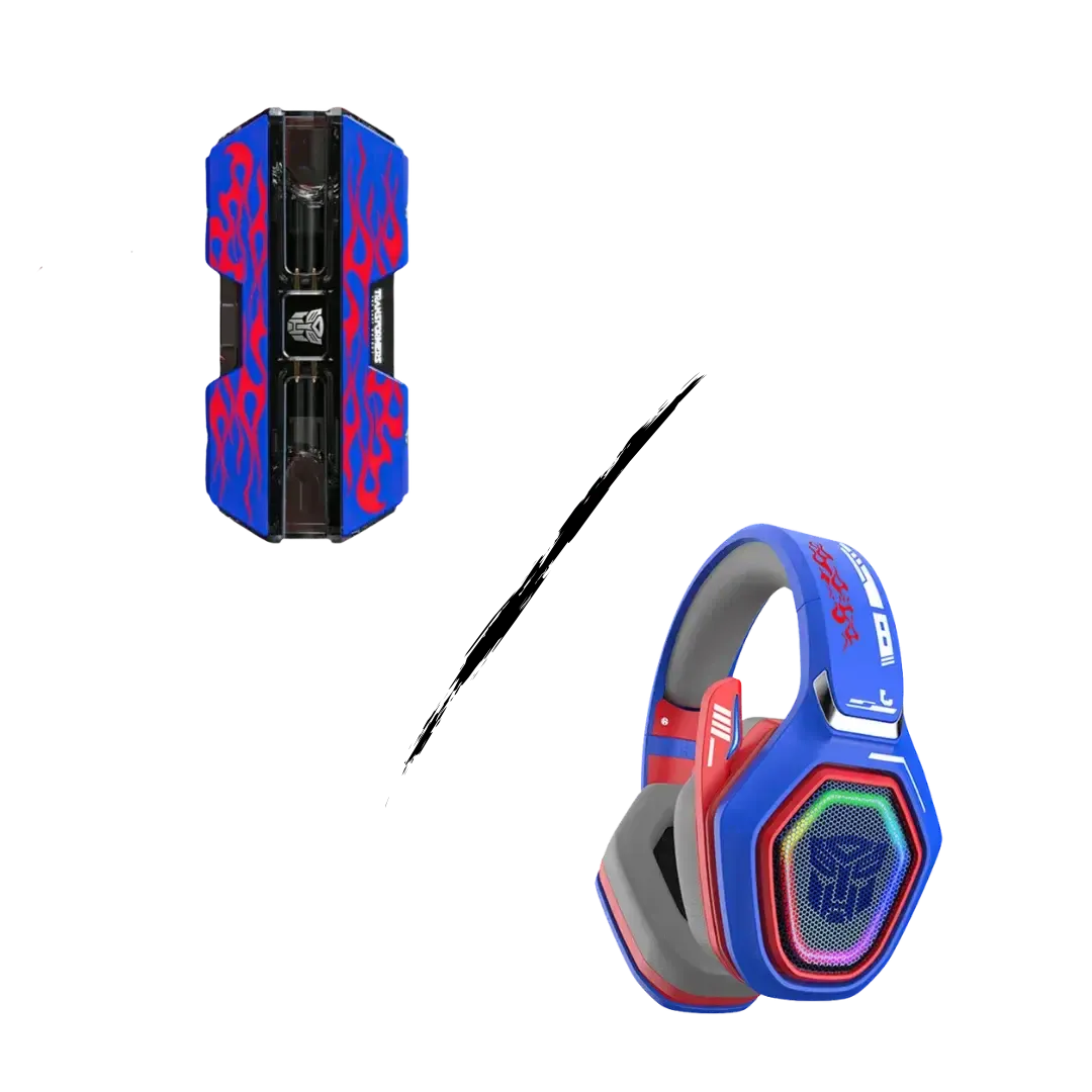 Transformers Immersive Gaming Bundle with licensed over-ear headset and Bumblebee gaming earphones