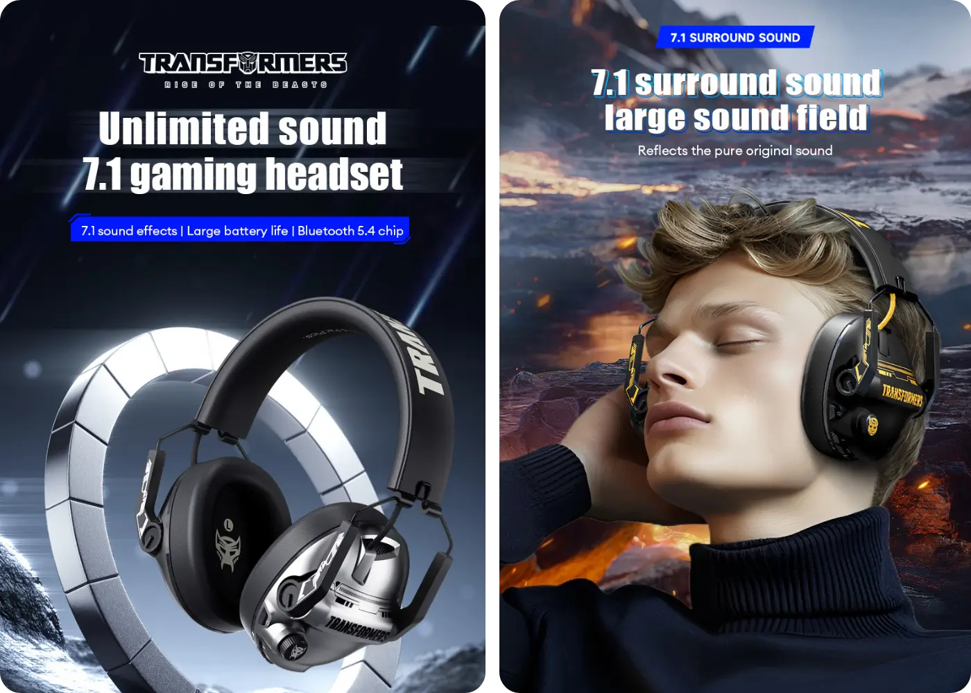 Transformers TF-G03 HiFi Sound Gaming Headset - Immersive Audio Experience with AI-Enhanced Surround Sound