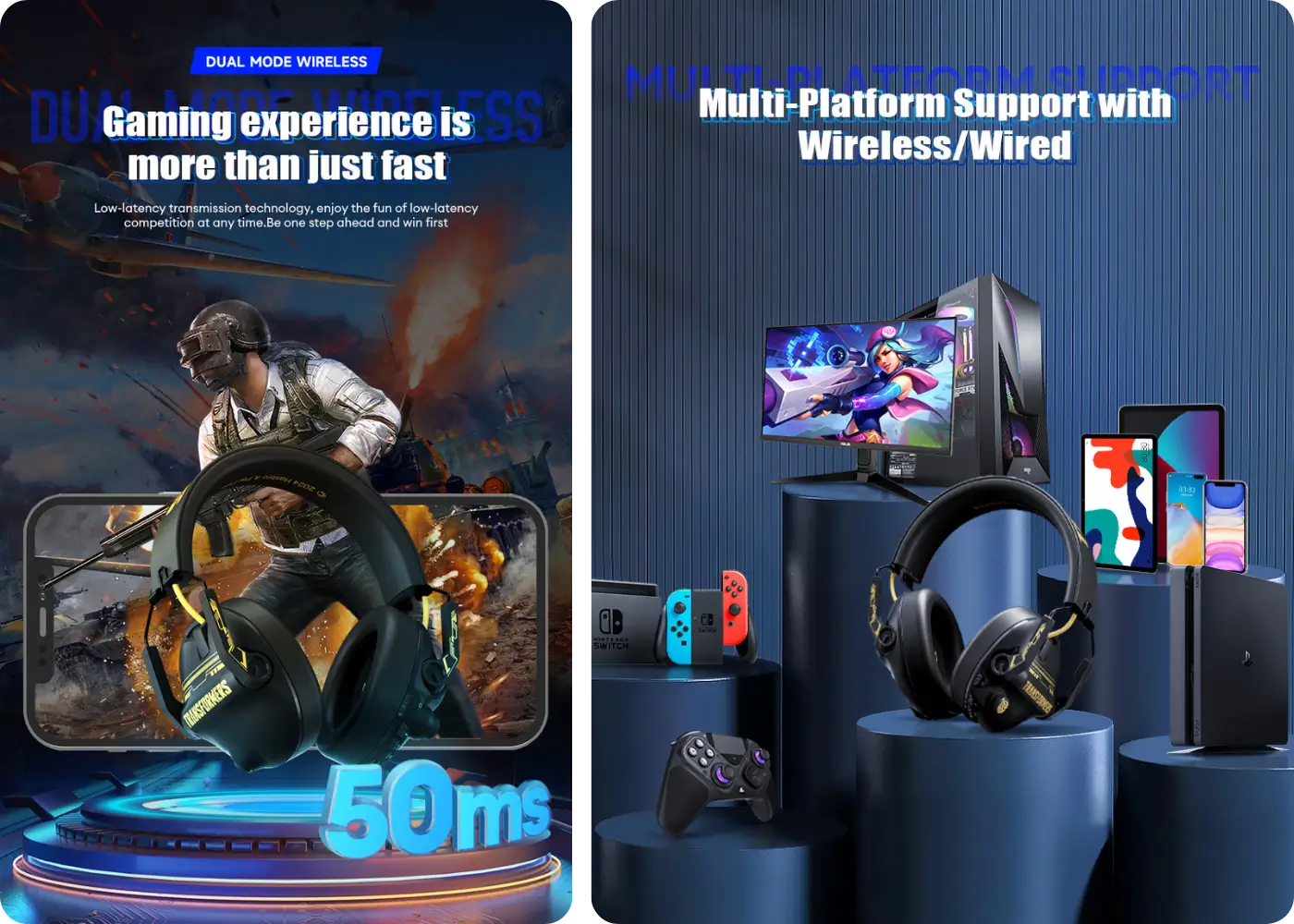 Transformers TF-G03 HiFi Sound Gaming Headset - Reliable Connectivity with Dual-Mode Bluetooth 5.4