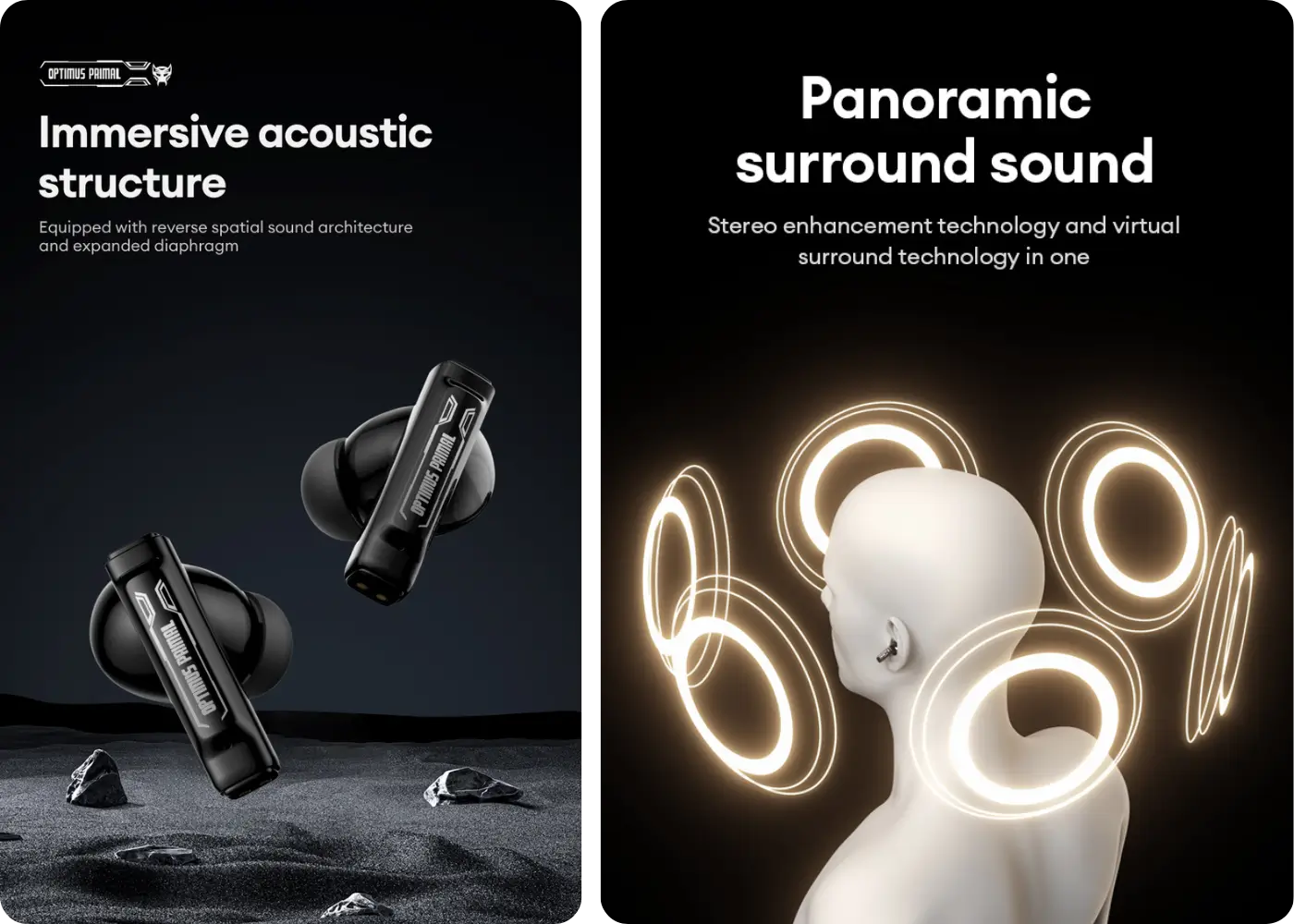 Transformers TF-T01 Pro ANC Active Noise Cancelling Earbuds - Immerse Yourself in Panoramic Surround Sound