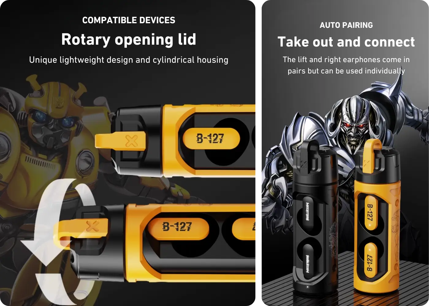 Transformers TF-T11 Rotating Gaming Earbuds - Effortless Access and Instant Pairing