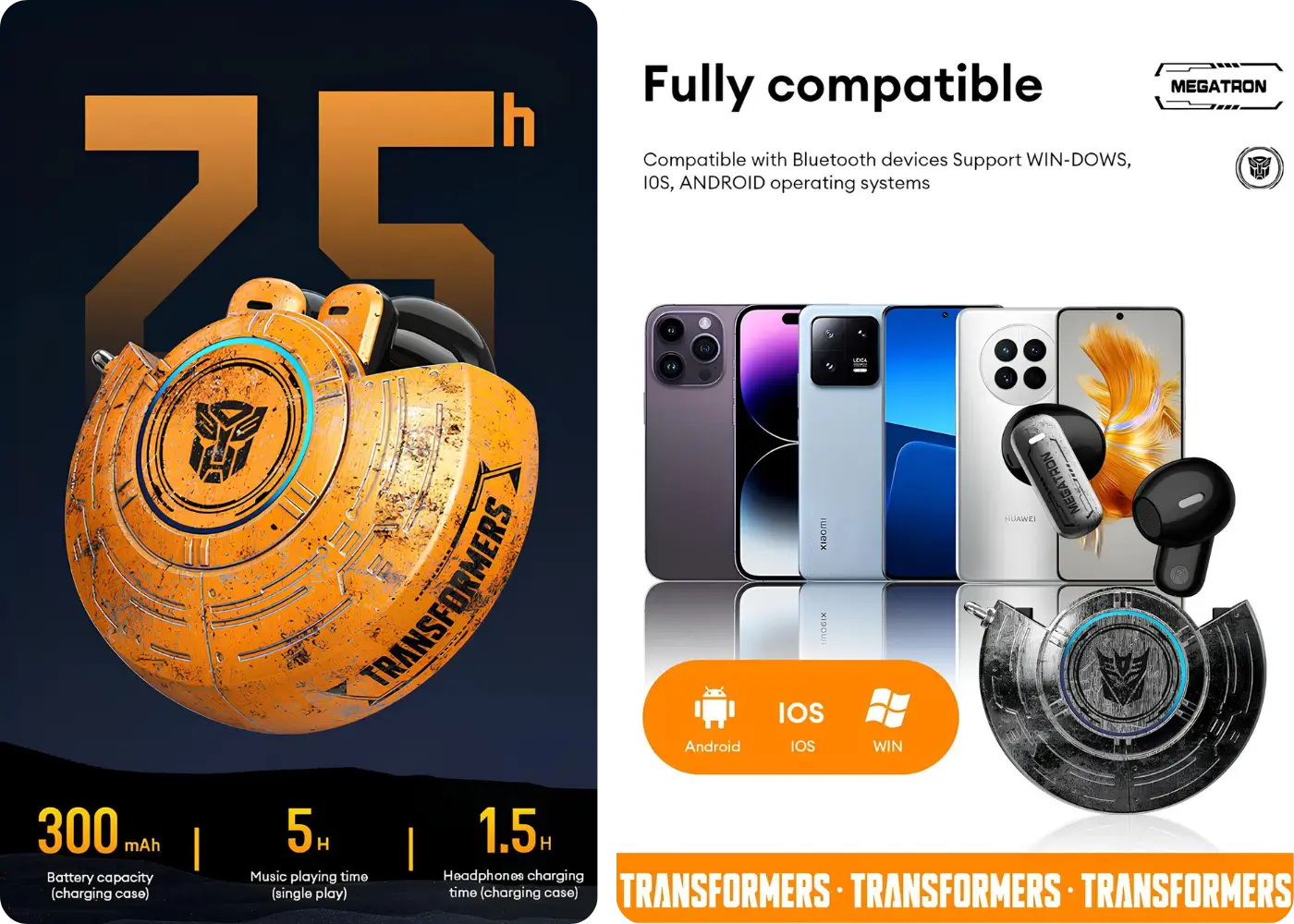 Transformers TF-T31 HiFi Sound Gaming Earbuds - Long-lasting battery life and quick charging