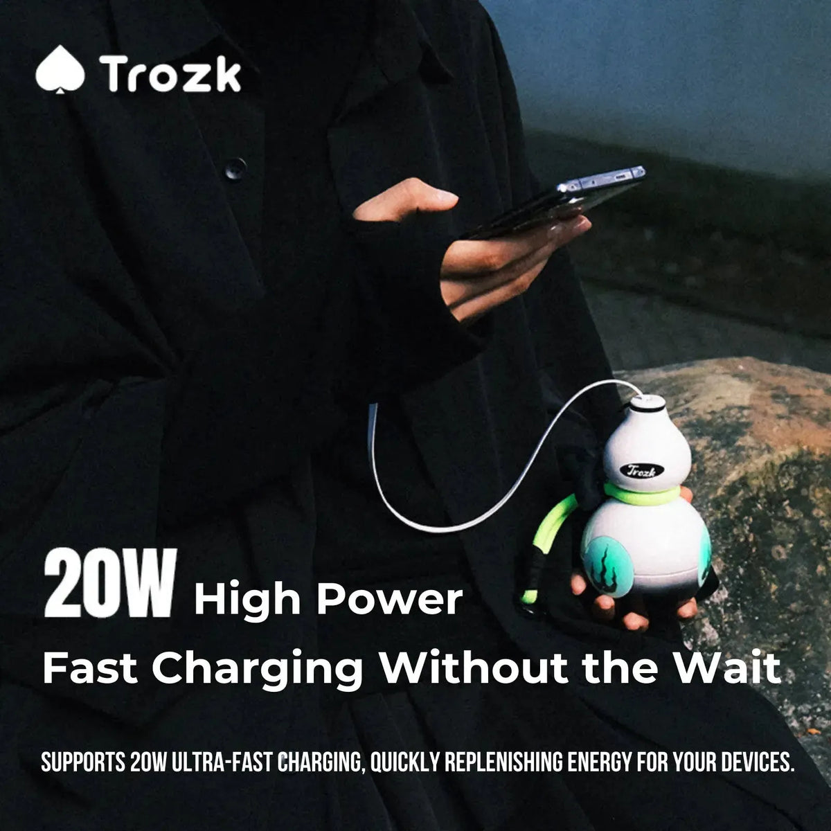 Trozk TP06 FuLu power bank providing 20W fast charging