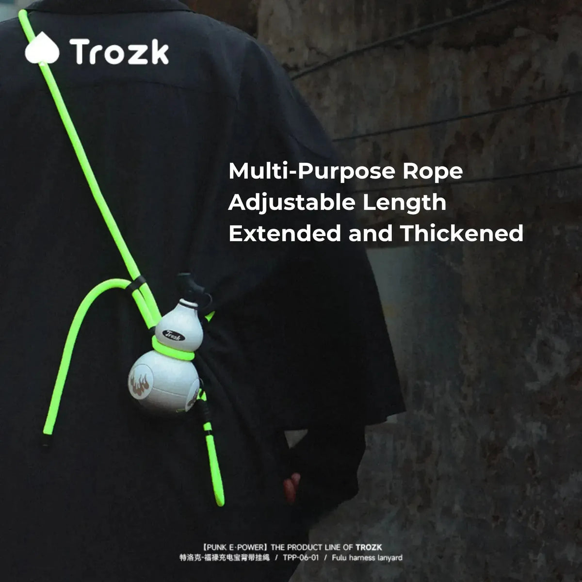 Trozk TP06 FuLu power bank with adjustable multipurpose rope